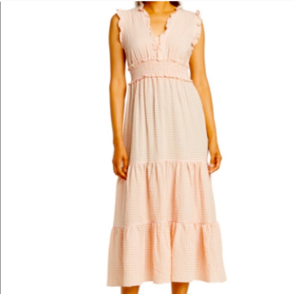 Max Studio Pink Gingham Midi Dress